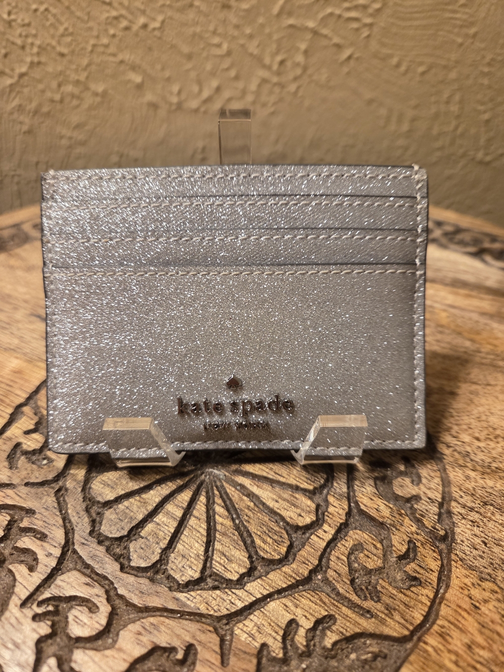 kate spade  New York Silver Metallic Card Holder